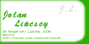 jolan lipcsey business card